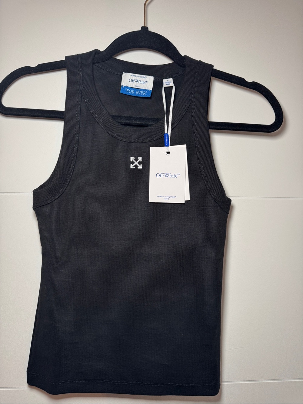 Off-White Black Ribbed Sleeveless Logo Tank